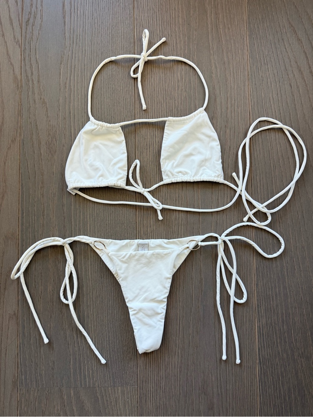 Indah White Triangle String Bikini